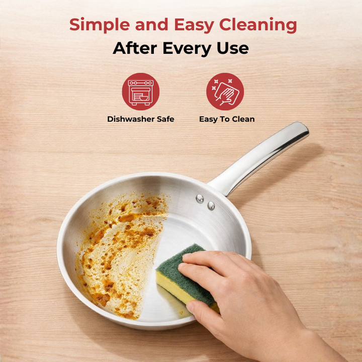 Vinod – Claro Heavy Gauge Stainless Steel Fry Pan (Plain) with 1.5 mm Thickness 1000 ml