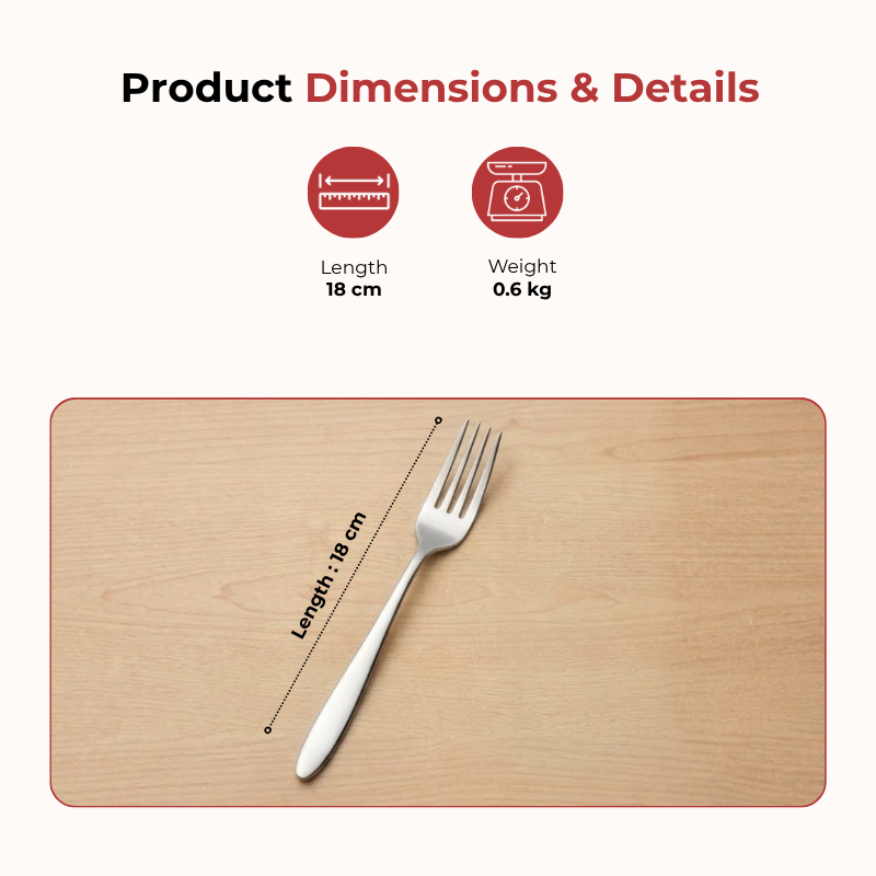 Vinod Florence stainless steel dinner fork set of 12, product view 8