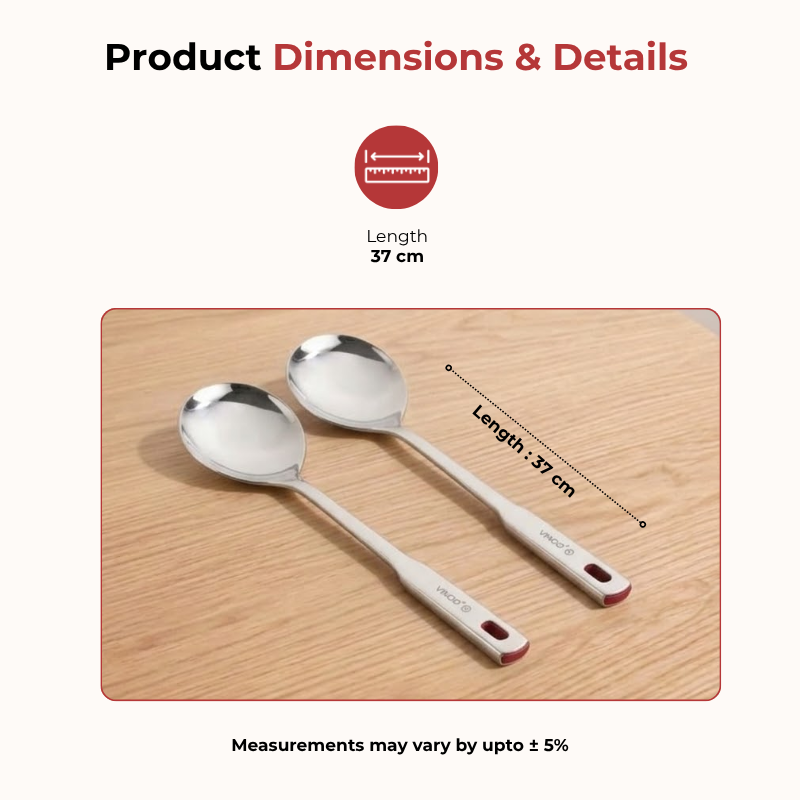 Vinod Queen Kabdir stainless steel serving spoon set of 2, 37 cm, long handle, product view 8