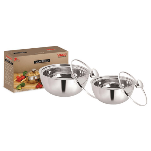 VINOD Stainless Steel Montero Insulated Casserole with Glass Lid & Steel Knob