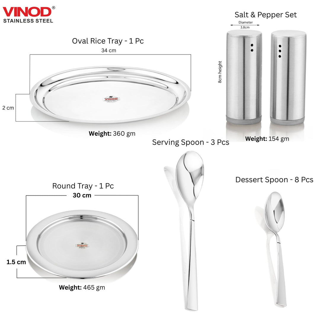 विनोद स्टेनलेस स्टील 77 पीस टू टोन डिनर सेट आठ लोगों के लिए