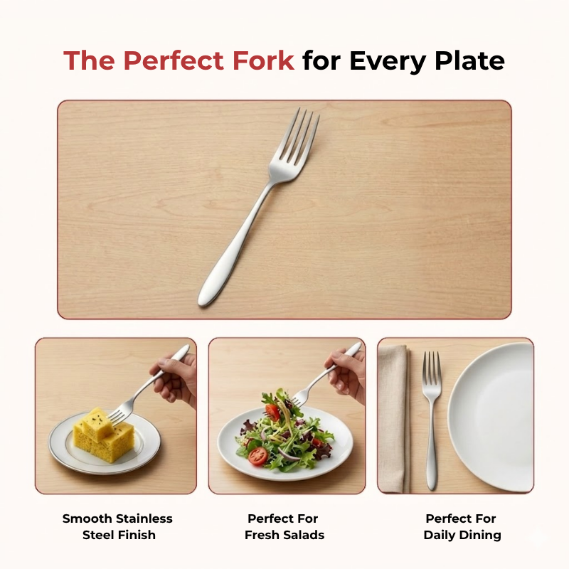 Vinod Florence stainless steel dinner fork set of 12, product view 9