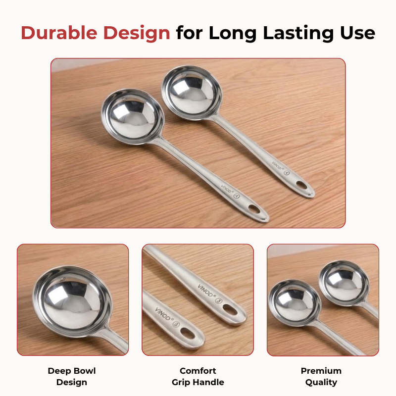 Vinod stainless steel dosa making spoon / ladle set of 2, product view 9