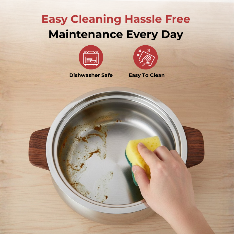 VINOD Stainless Steel Aroma Insulated Casserole with Glass Lid & Wooden Knob – Set of 2 Pcs – Capacity 750 ml & 1250 ml