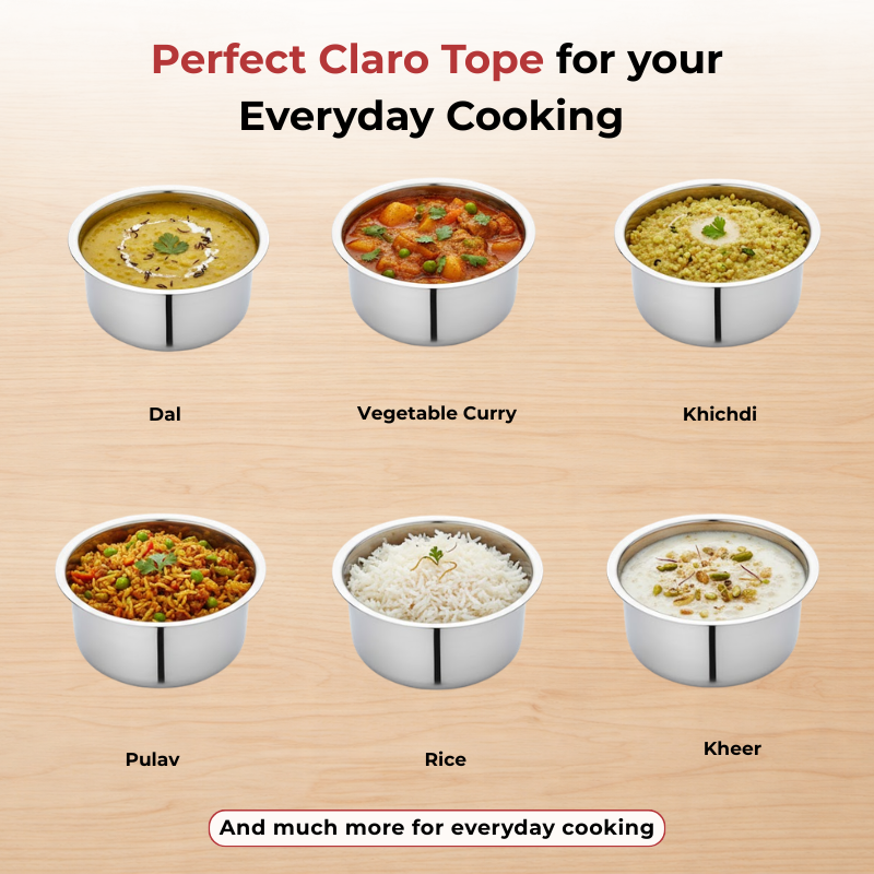 Vinod – Claro Heavy Gauge Stainless Steel Tope (Plain), 1.5 mm – Capacity 1800 ml