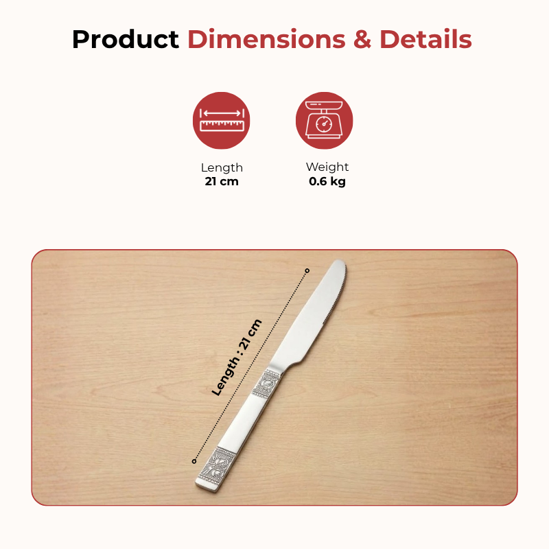 Vinod Moscow stainless steel dinner knife set of 6, product view 9
