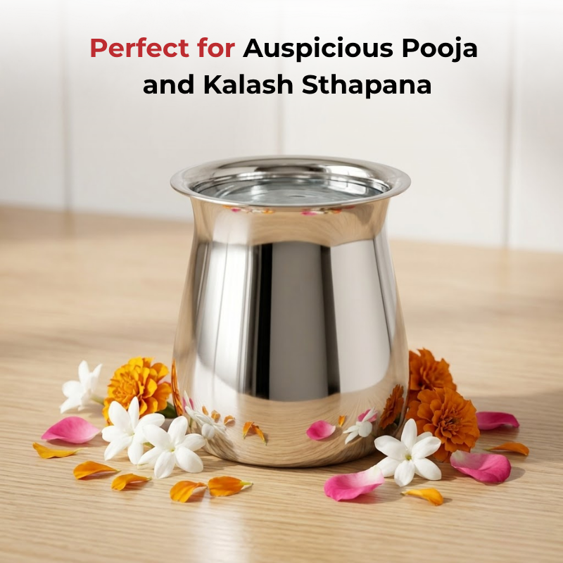 Vinod Stainless Steel Shubham Kalash for Ritual Use, product view 8