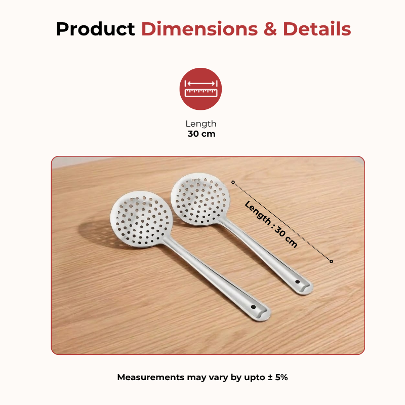 Vinod stainless steel cooking skimmer / steel jharni / jhara set of 2, 30 cm, product view 8