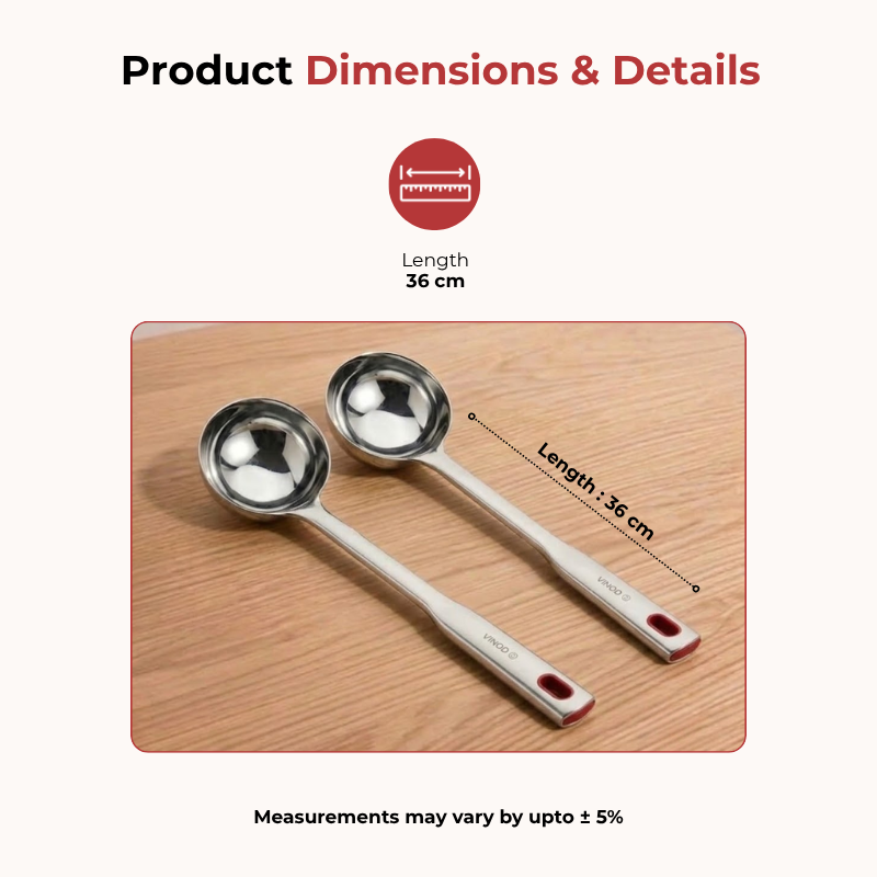 Vinod Queens stainless steel ladle serving spoon set of 2, 36 cm, No. 1, product view 9