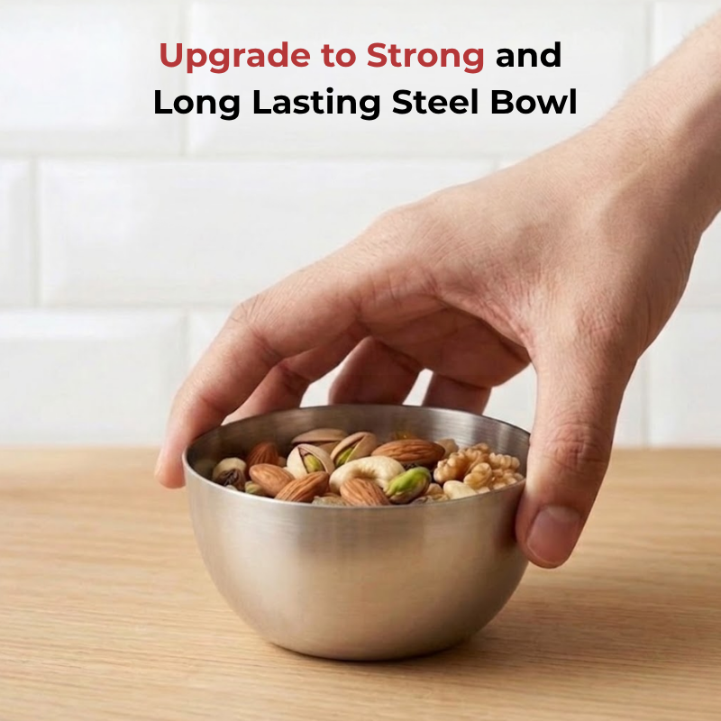 Vinod Stainless Steel Two Tone Bowl Set of 6 Pieces, in-use view
