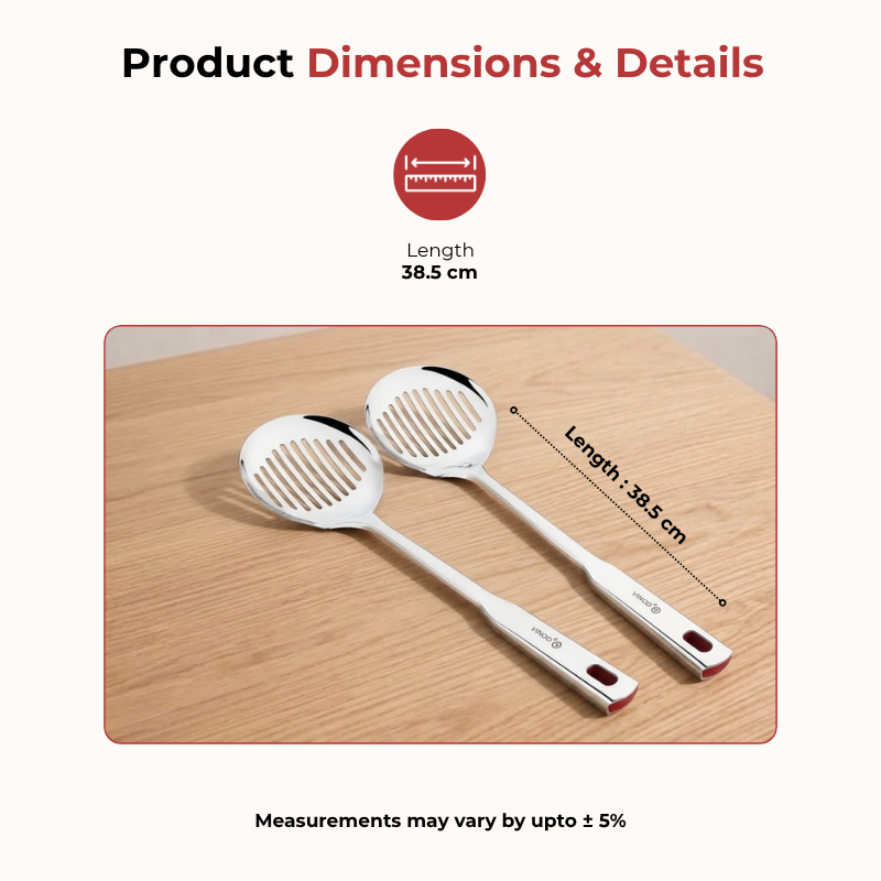 Vinod Queens stainless steel slotted skimmer spoon set of 2, 38.5 cm, No. 2, product view 8