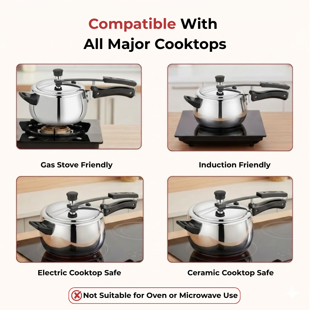 Vinod Doniv stainless steel sandwich bottom pressure cooker with inner lid 5 litre (amaze series), product view 7