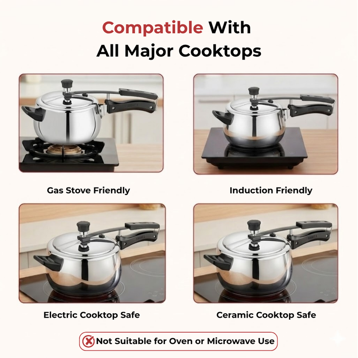 Vinod – Doniv Stainless Steel Sandwich Bottom Pressure Cooker With Inner Lid 5 Ltr (Amaze Series) – Induction Friendly