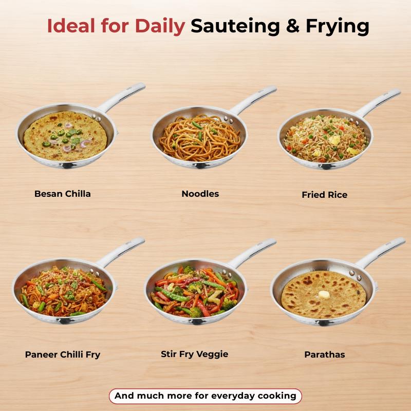 Vinod Claro Heavy Gauge Stainless Steel Hammered Fry Pan with 1.5 mm, product view 8