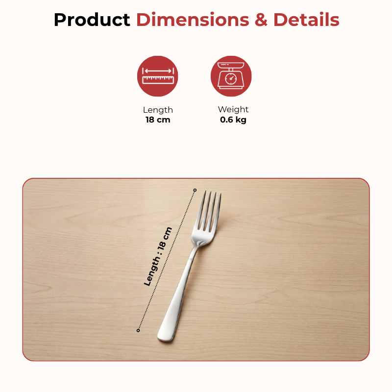 Vinod Aero stainless steel dinner fork set of 12, product view 9