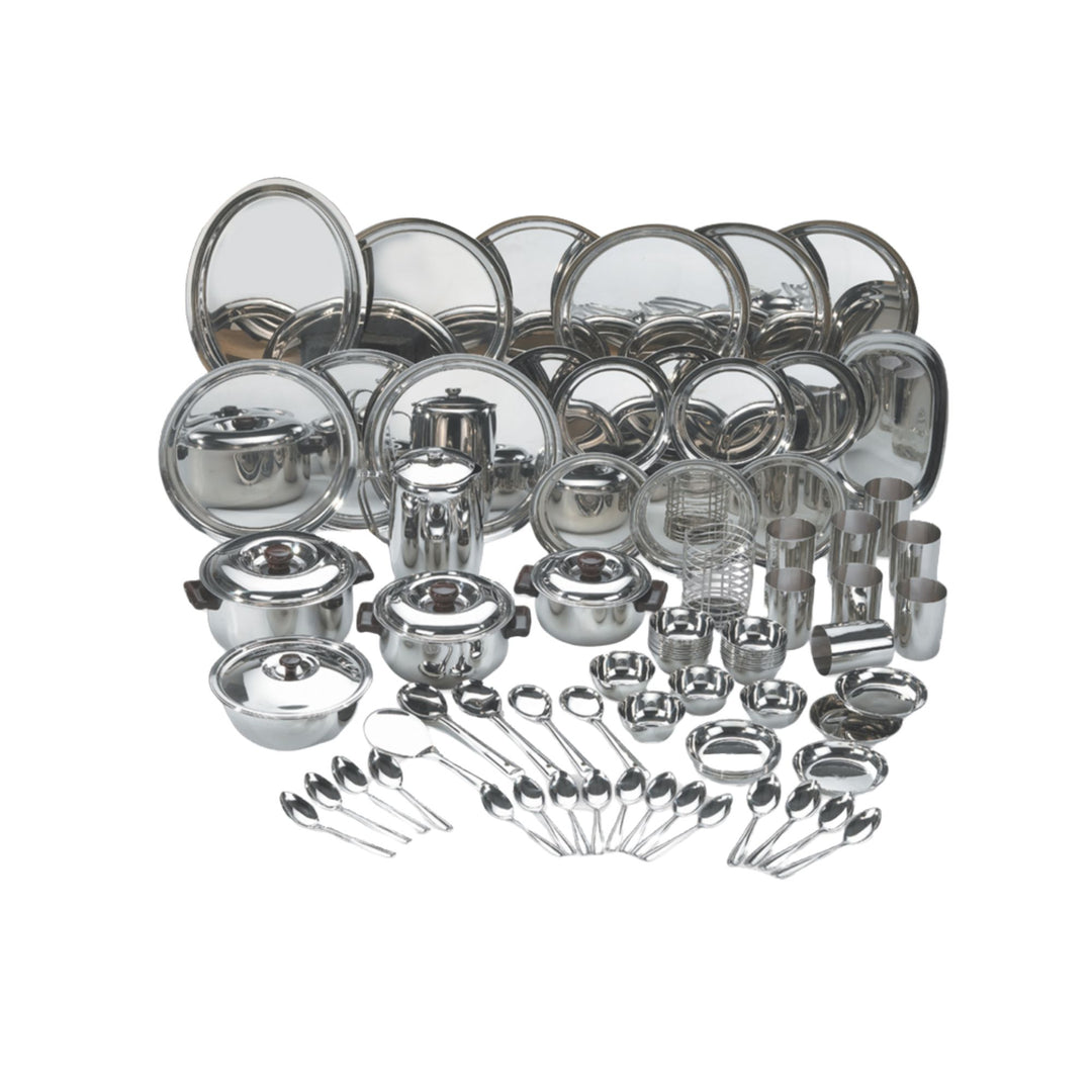 विनोद स्टेनलेस स्टील 85 पीस डीलक्स डिनर सेट आठ लोगों के लिए