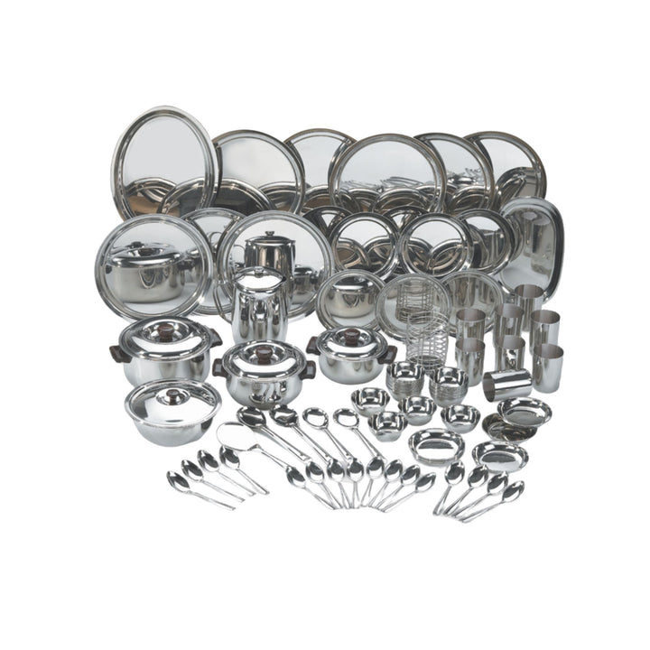 विनोद स्टेनलेस स्टील 85 पीस डीलक्स डिनर सेट आठ लोगों के लिए