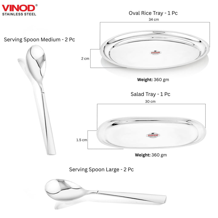 विनोद स्टेनलेस स्टील 85 पीस डीलक्स डिनर सेट आठ लोगों के लिए