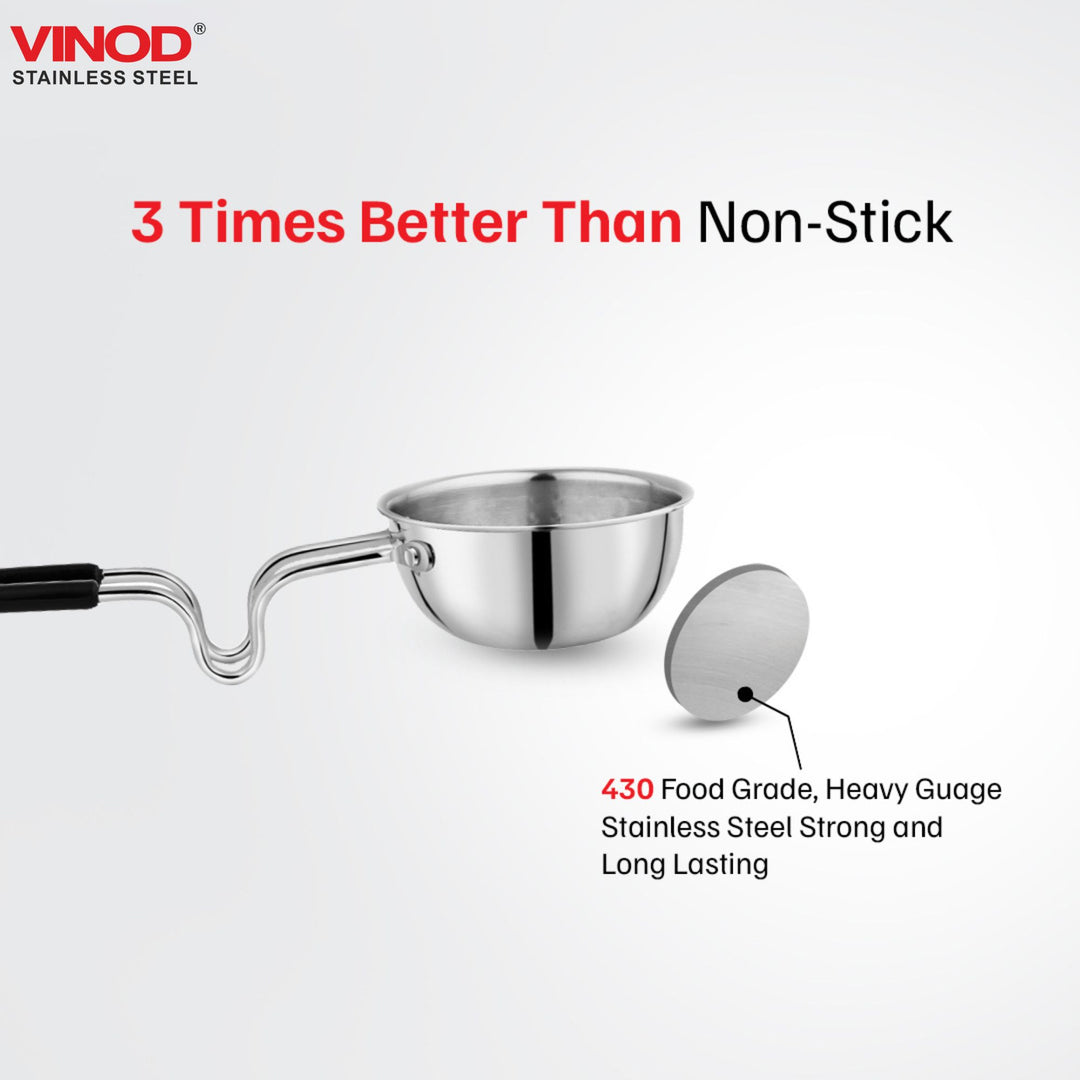 विनोद - क्लारो हेवी गेज स्टेनलेस स्टील तड़का पैन (प्लेन), 1.5 मिमी