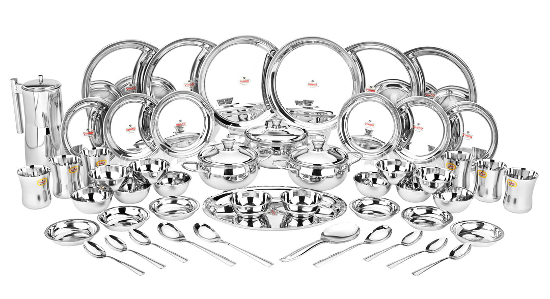 विनोद स्टेनलेस स्टील 51 पीस डिनर सेट, छह लोगों के लिए