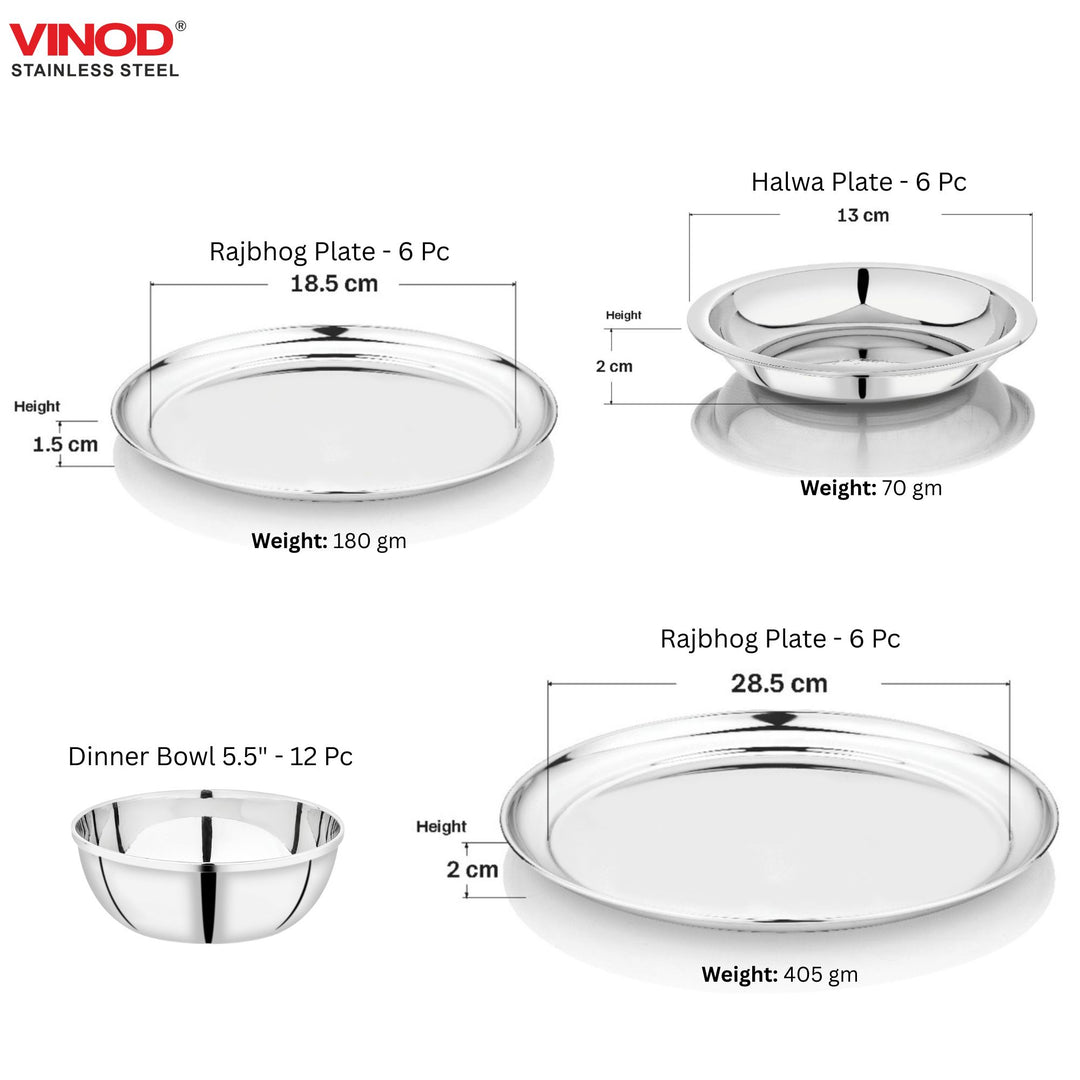 विनोद स्टेनलेस स्टील 51 पीस डिनर सेट, छह लोगों के लिए