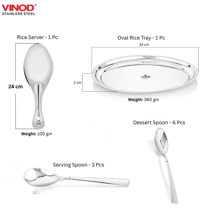 विनोद स्टेनलेस स्टील 51 पीस डिनर सेट, छह लोगों के लिए