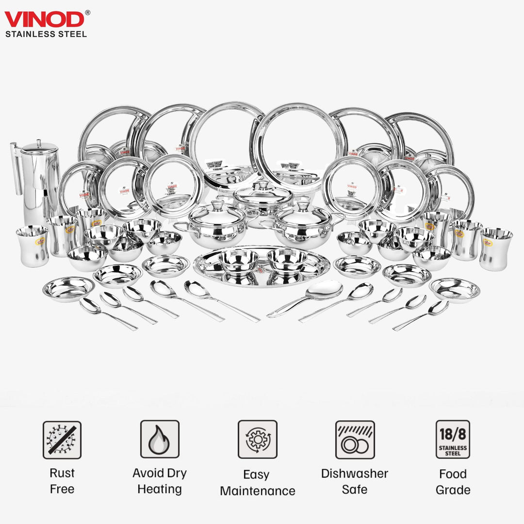 विनोद स्टेनलेस स्टील 51 पीस डिनर सेट, छह लोगों के लिए