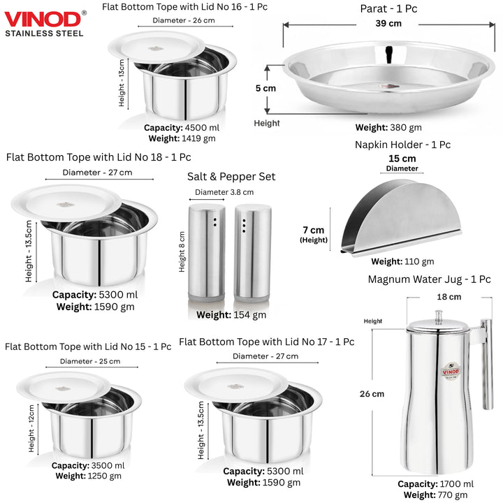 VINOD Deluxe 116 Pieces Griha Pravesh Set Elegant Gifting Option for Weddings, Anniversaries and Auspicious Occasions