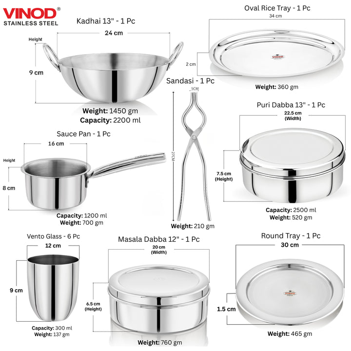 VINOD Deluxe 116 Pieces Griha Pravesh Set Elegant Gifting Option for Weddings, Anniversaries and Auspicious Occasions