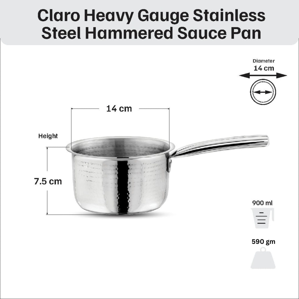 Vinod Claro heavy gauge hammered stainless steel kadai 2.4 litre 24 cm with 900 ml saucepan, set of 2, in-use view