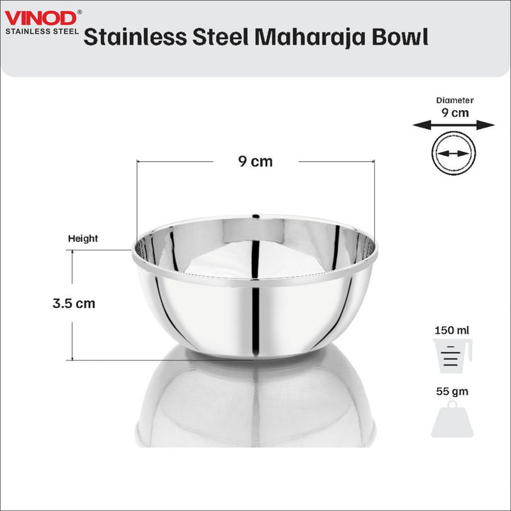 विनोद स्टेनलेस स्टील महाराजा बाउल 12 पीस का सेट, क्षमता 150 मिली