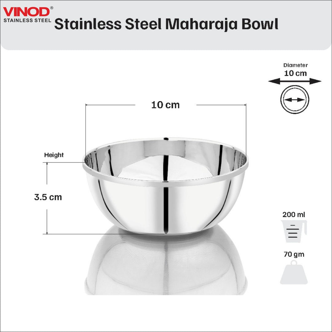 विनोद स्टेनलेस स्टील महाराजा बाउल 6 पीस का सेट, क्षमता 200 मिली