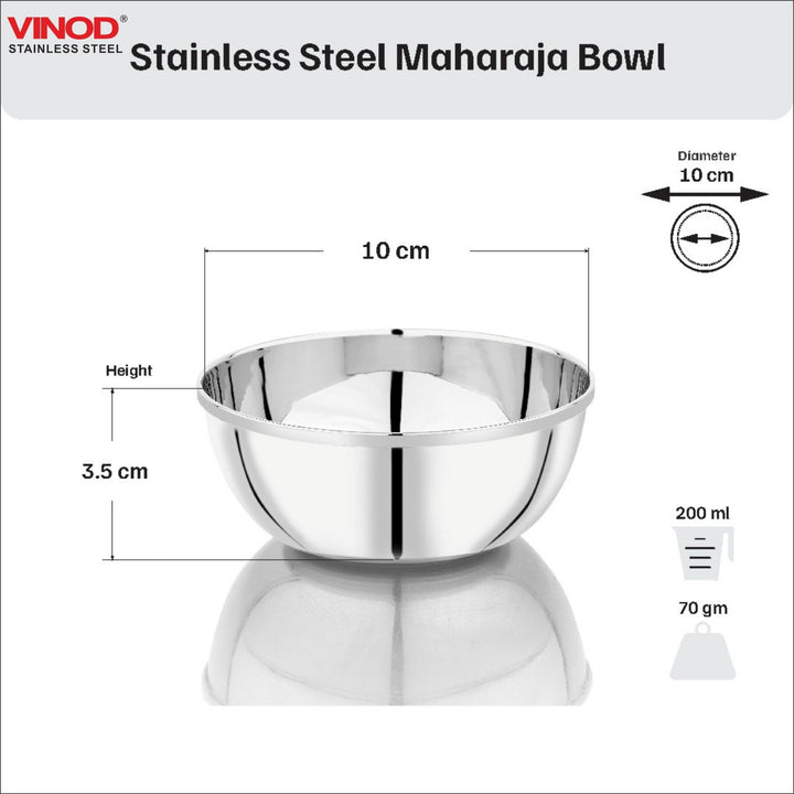 विनोद स्टेनलेस स्टील महाराजा बाउल 12 पीस का सेट, क्षमता 200 मिली