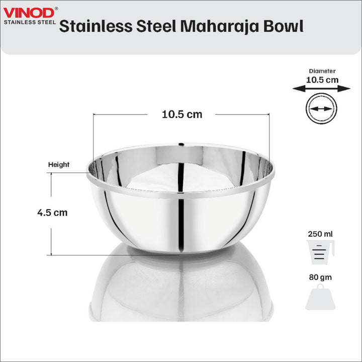 विनोद स्टेनलेस स्टील महाराजा बाउल 6 पीस का सेट, क्षमता 250 मिली