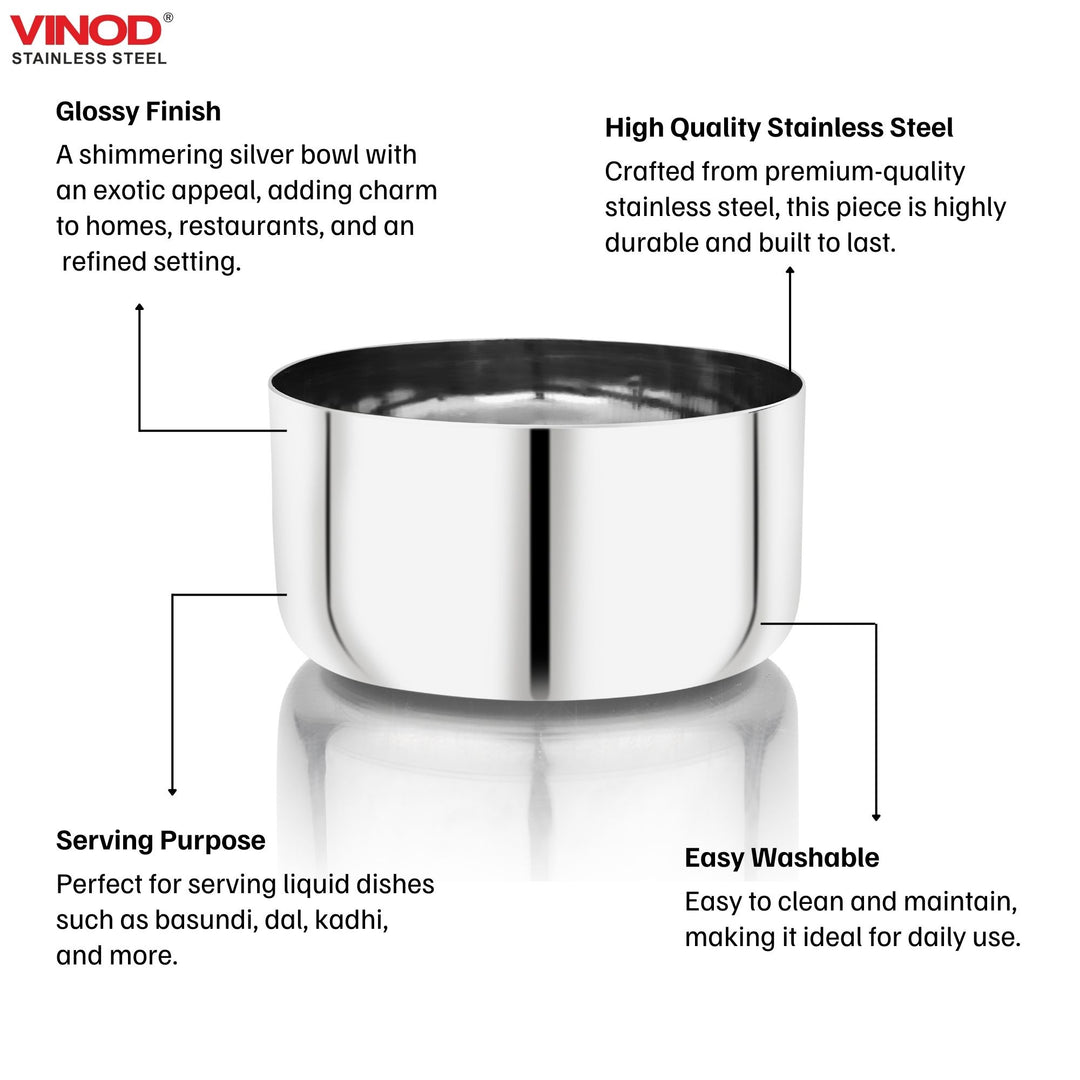 Vinod Stainless Steel Vati / Katori, set of 12 pcs, Capacity 400 ml, No 6.5