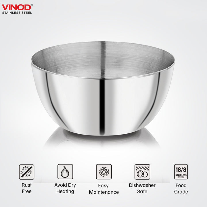 विनोद स्टेनलेस स्टील टू टोन बाउल 6 पीस का सेट, क्षमता 100 मिली