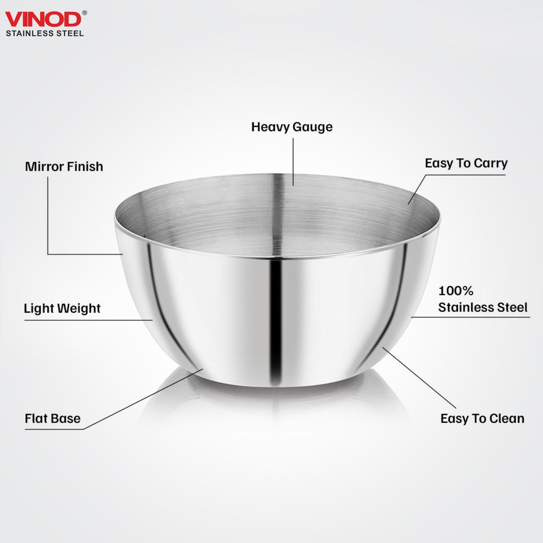 विनोद स्टेनलेस स्टील टू टोन बाउल 6 पीस का सेट, क्षमता 100 मिली