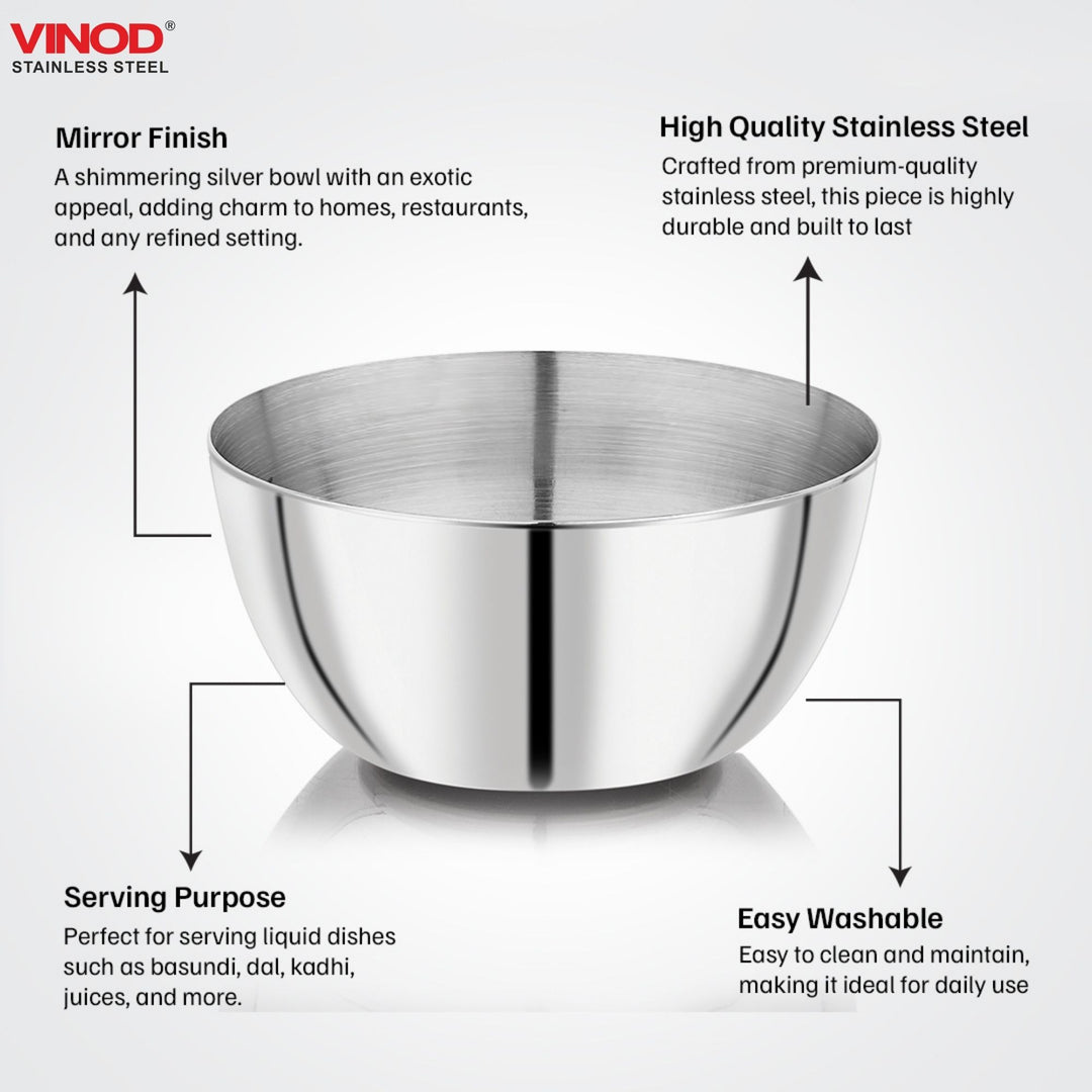 विनोद स्टेनलेस स्टील टू टोन बाउल 6 पीस का सेट, क्षमता 100 मिली