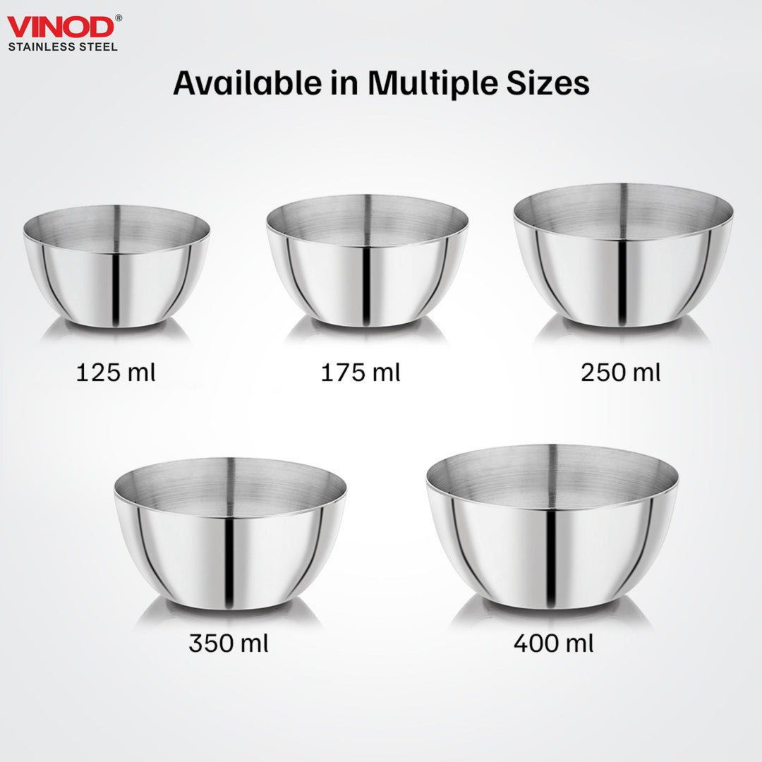 विनोद स्टेनलेस स्टील टू टोन बाउल 6 पीस का सेट, क्षमता 100 मिली