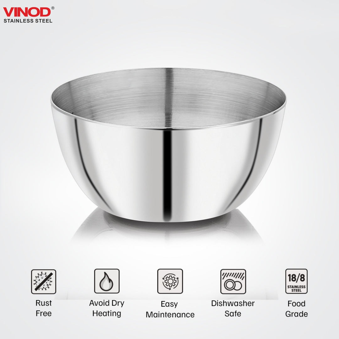 विनोद स्टेनलेस स्टील टू टोन बाउल 6 पीस का सेट, क्षमता 150 मिली