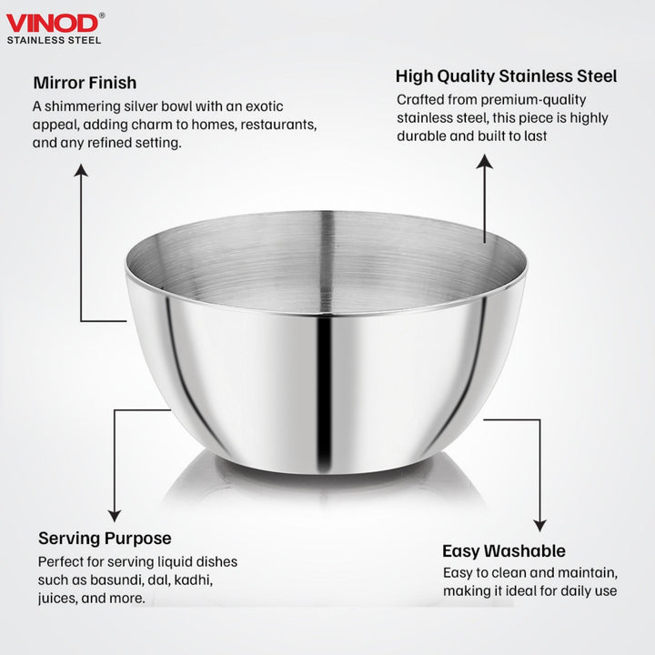 विनोद स्टेनलेस स्टील टू टोन बाउल 6 पीस का सेट, क्षमता 150 मिली