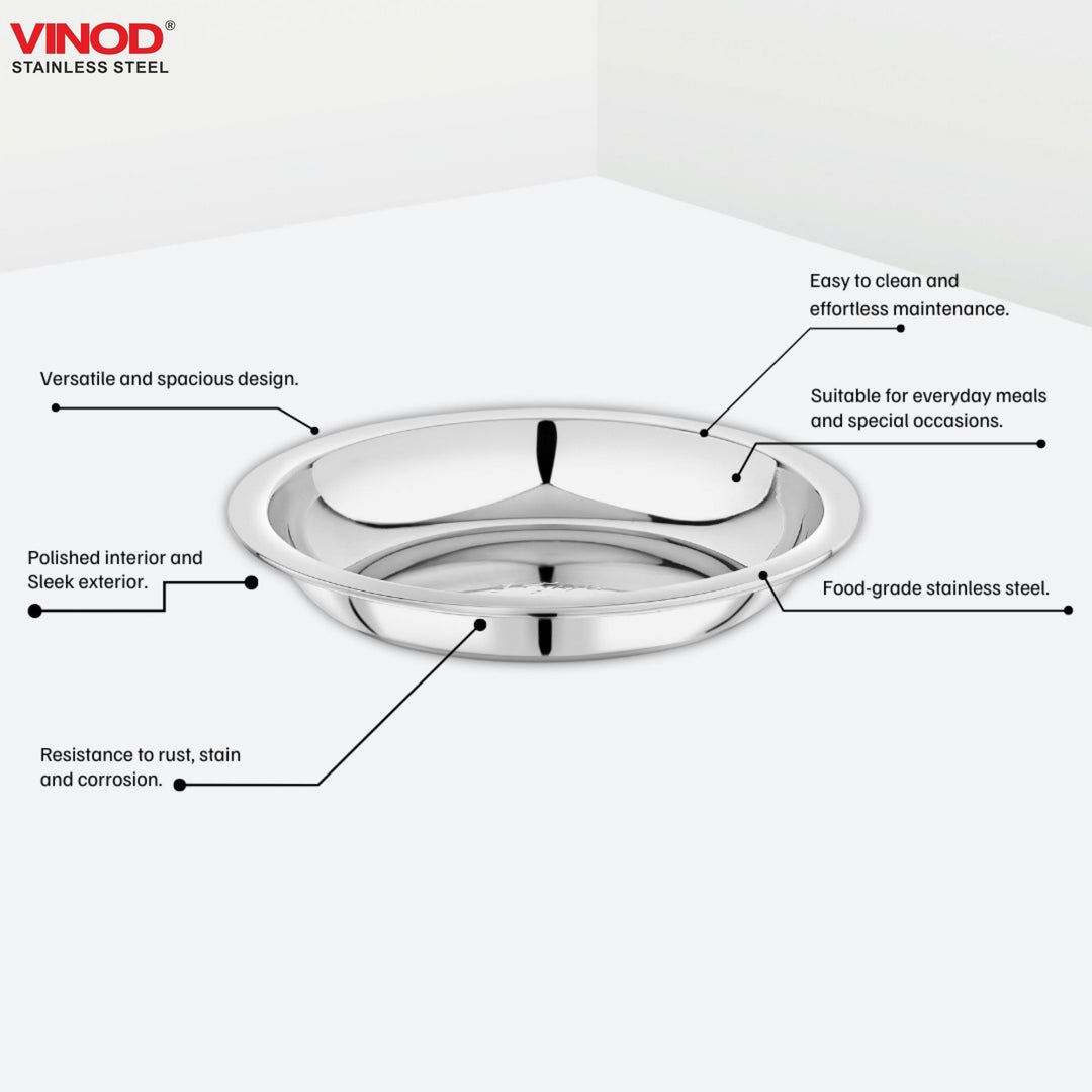 विनोद स्टेनलेस स्टील हलवा प्लेट 12 पीस का सेट, व्यास 13.2 सेमी