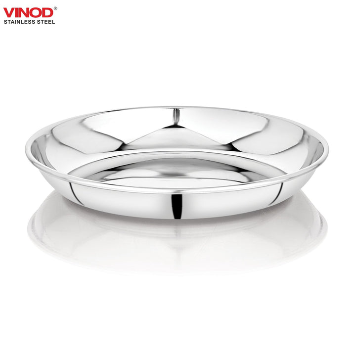 विनोद स्टेनलेस स्टील गोल बीडिंग हलवा प्लेट 6 पीस का सेट, व्यास 13.2 सेमी
