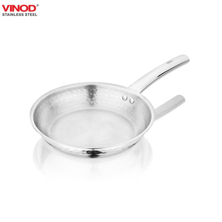 विनोद - क्लारो हेवी गेज स्टेनलेस स्टील हैमर्ड फ्राई पैन 1.5 मिमी मोटाई के साथ 1000 मिली