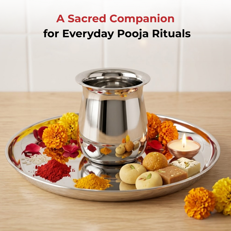 Vinod Stainless Steel Shubham Kalash for Ritual Use, product view 9