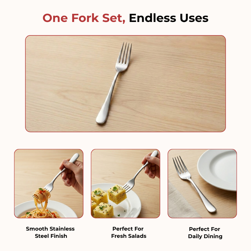Vinod Decora stainless steel dinner fork set of 12, product view 10