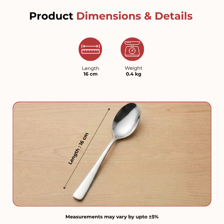 VINOD Aero Stainless Steel Baby Spoon Set of 12-Piece, Heavy Gauge Steel, Mirror Finish, Rust Free, Tough Strong & Durable