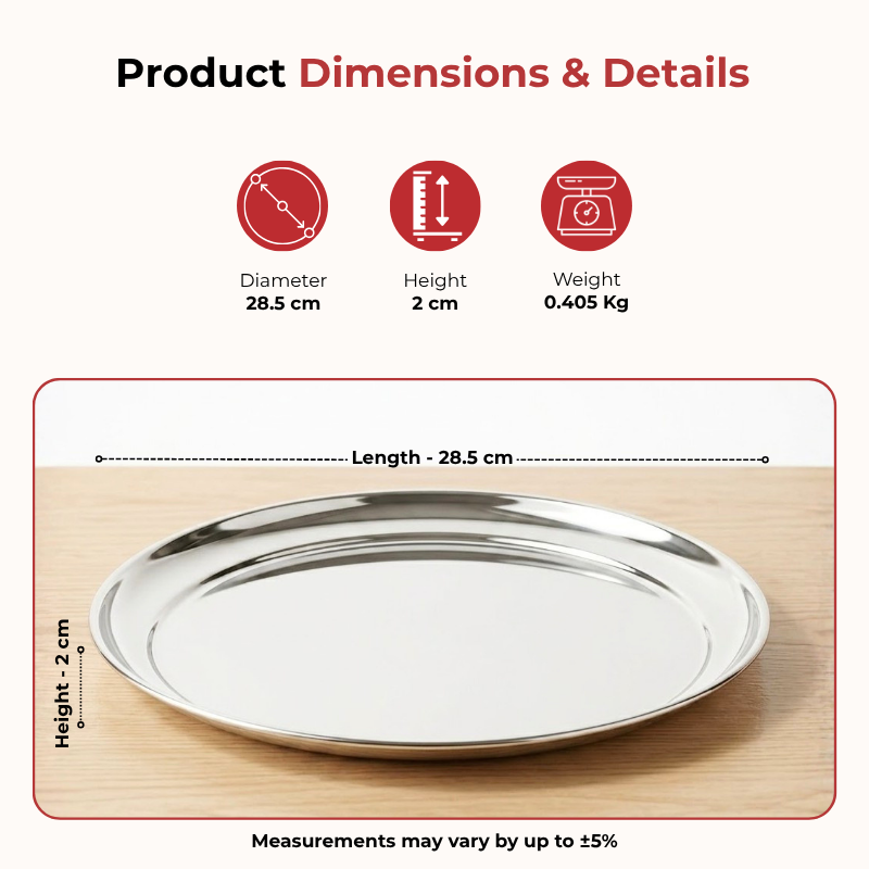 Vinod stainless steel Rajbhog thali 6 piece set with plate, bowls, glass and spoon, product view 8