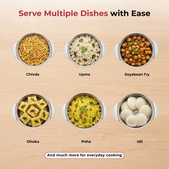 VINOD Stainless Steel Royal Veg Serving Dish with Cover - 350 ml Capacity, Highest Grade Stainless Steel, Dishwasher Safe, Tough & Strong