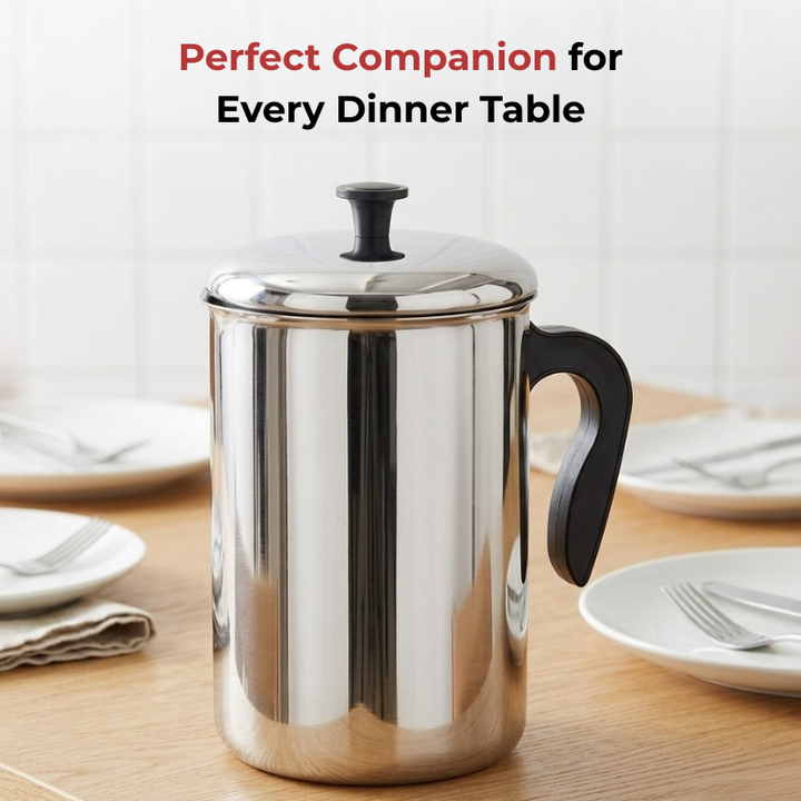 VINOD Stainless Steel Aqua Jug Covered 2200 ml with Highest Grade Stainless Steel, Mirror Finish, Strong & Durable Build, Rust Free